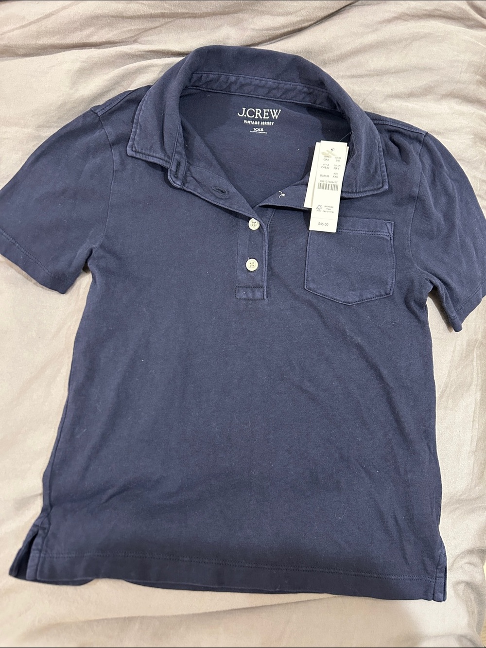 NWT J.Crew Women’s Short Sleeve Jersey Polo. XXS. 2 available (1 blue, 1 black)